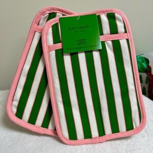 Kate Spade Pink and Green Striped Pot Holders